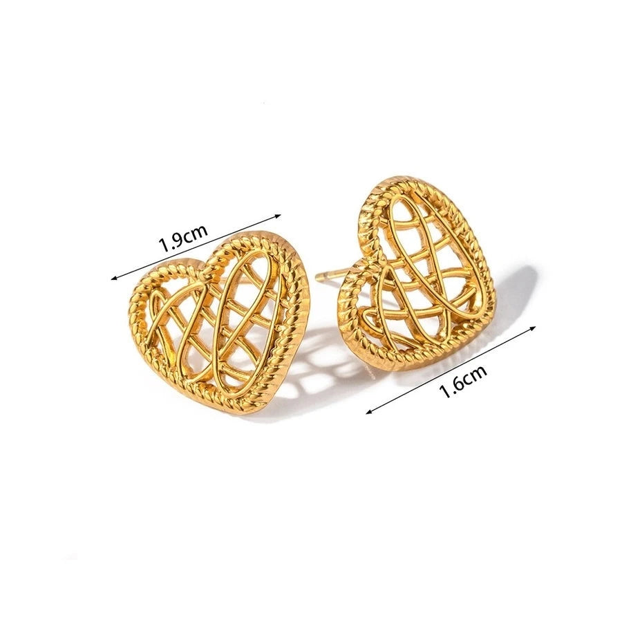 Art Golden Heart Stud Earrings