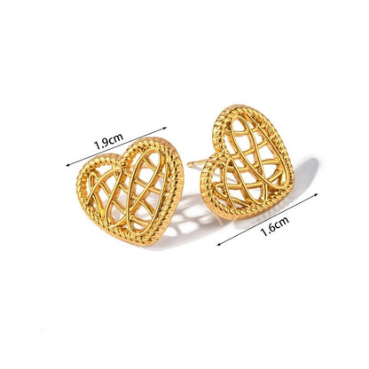 Art Golden Heart Stud Earrings