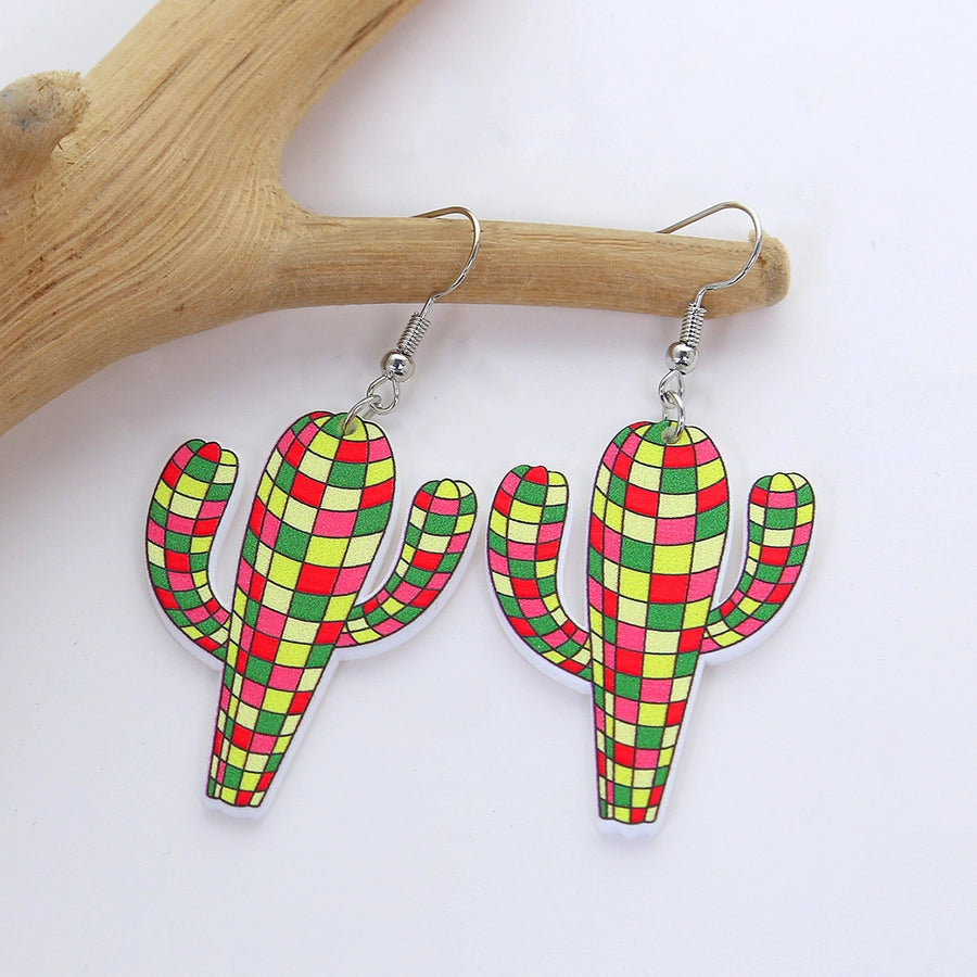 Disco Cactus Acrylic Drop Earrings