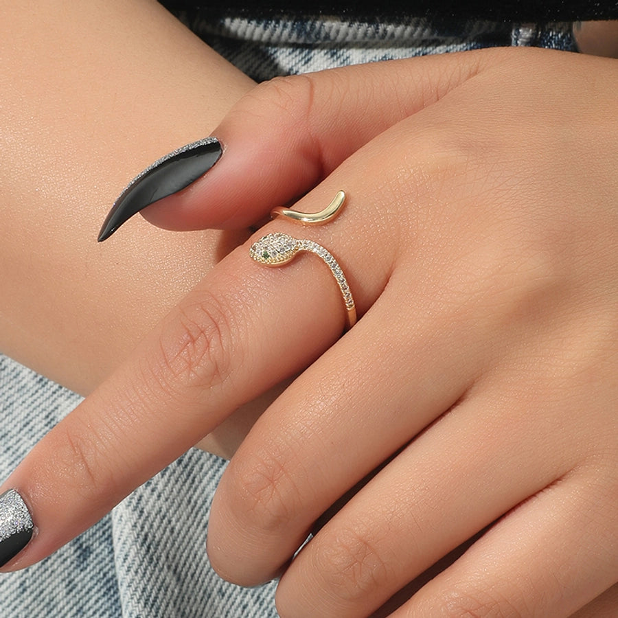 Dainty Crystal Snake Open Ring