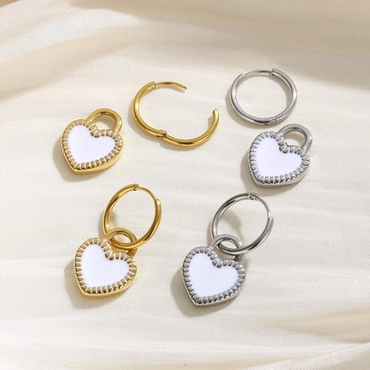 Street Heart Charm Hoop Earrings