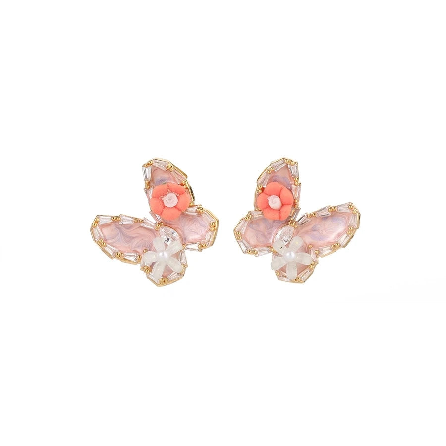 Handmade Pastel Art Butterfly Stud Earrings