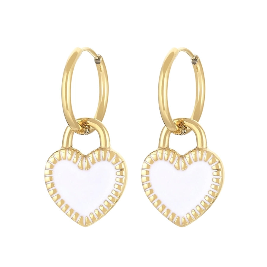 Street Heart Charm Hoop Earrings