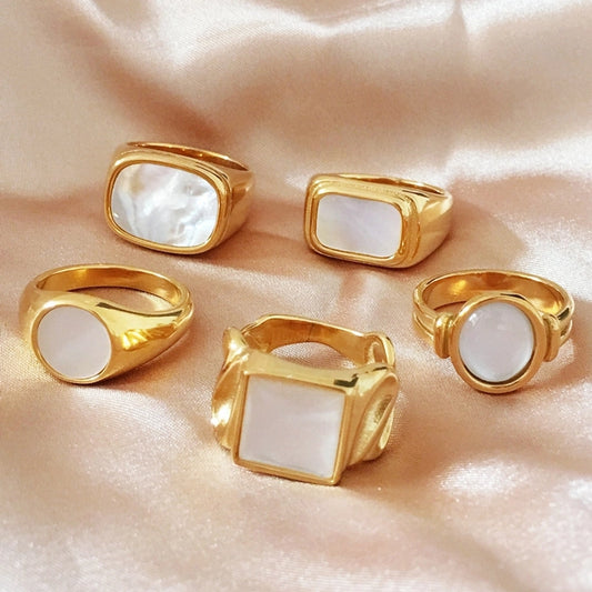 Bella Shell Statement Band Rings