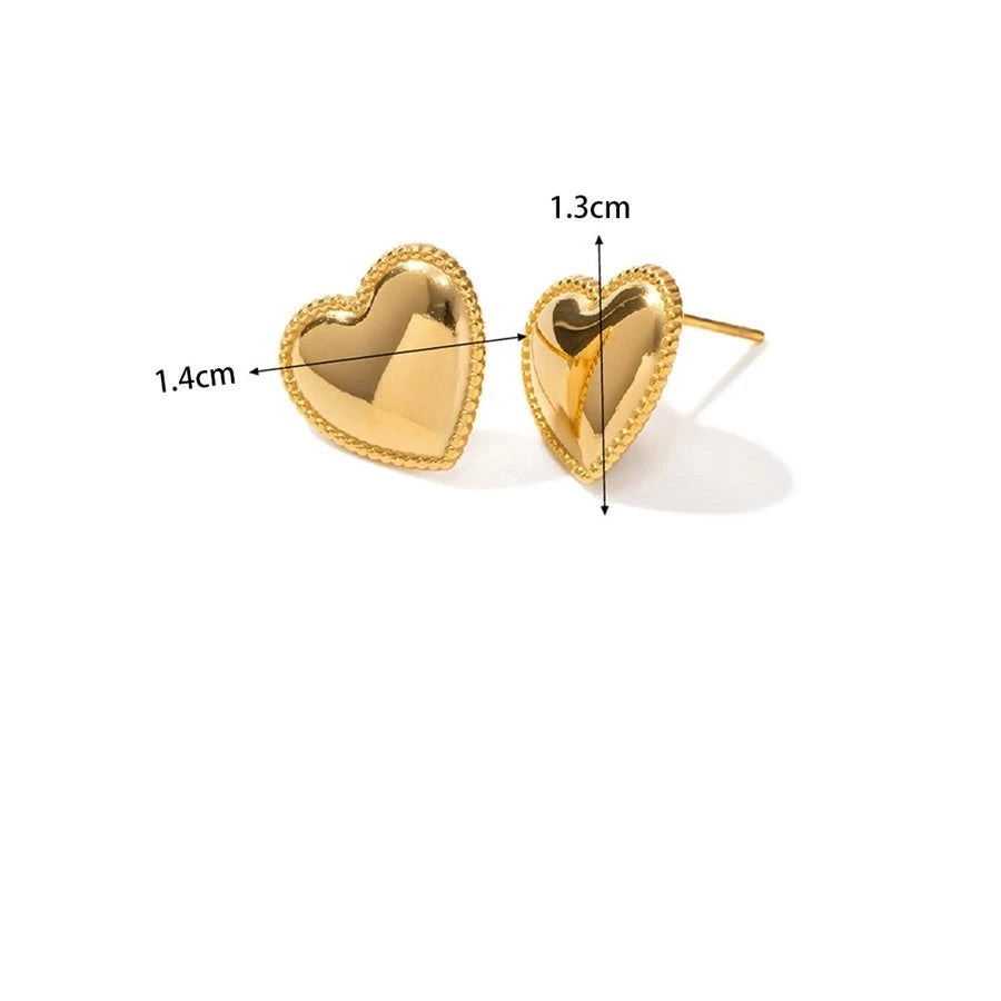 Art Golden Heart Stud Earrings