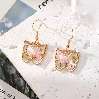 Pinkish Dried Flowers Resin Dangle Earrings