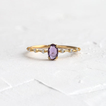 Minimalist Lavender Solitaire Ring