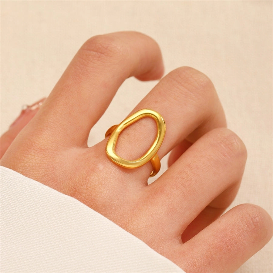 Oval Geometric Hollow Open Ring