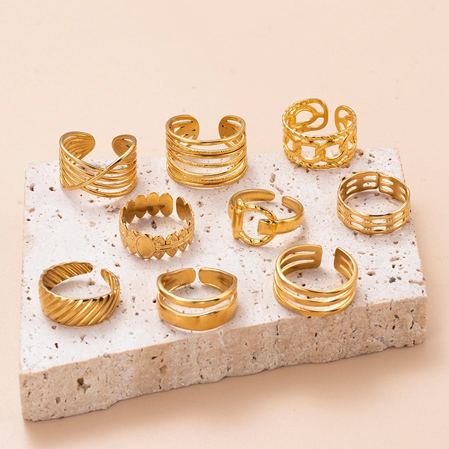 Retro Golden Open Rings