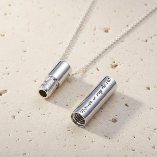 Engraved Cylinder Urn Necklace