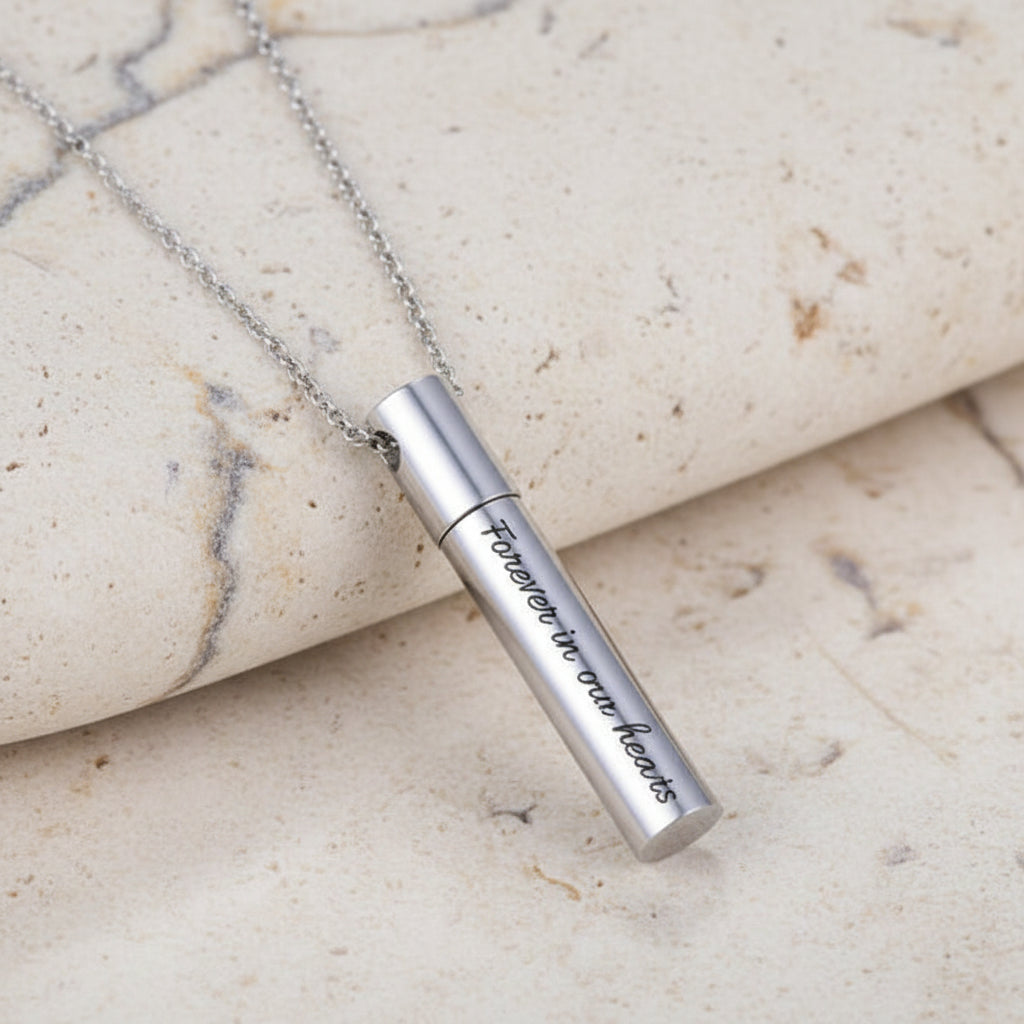Engraved Cylinder Urn Necklace
