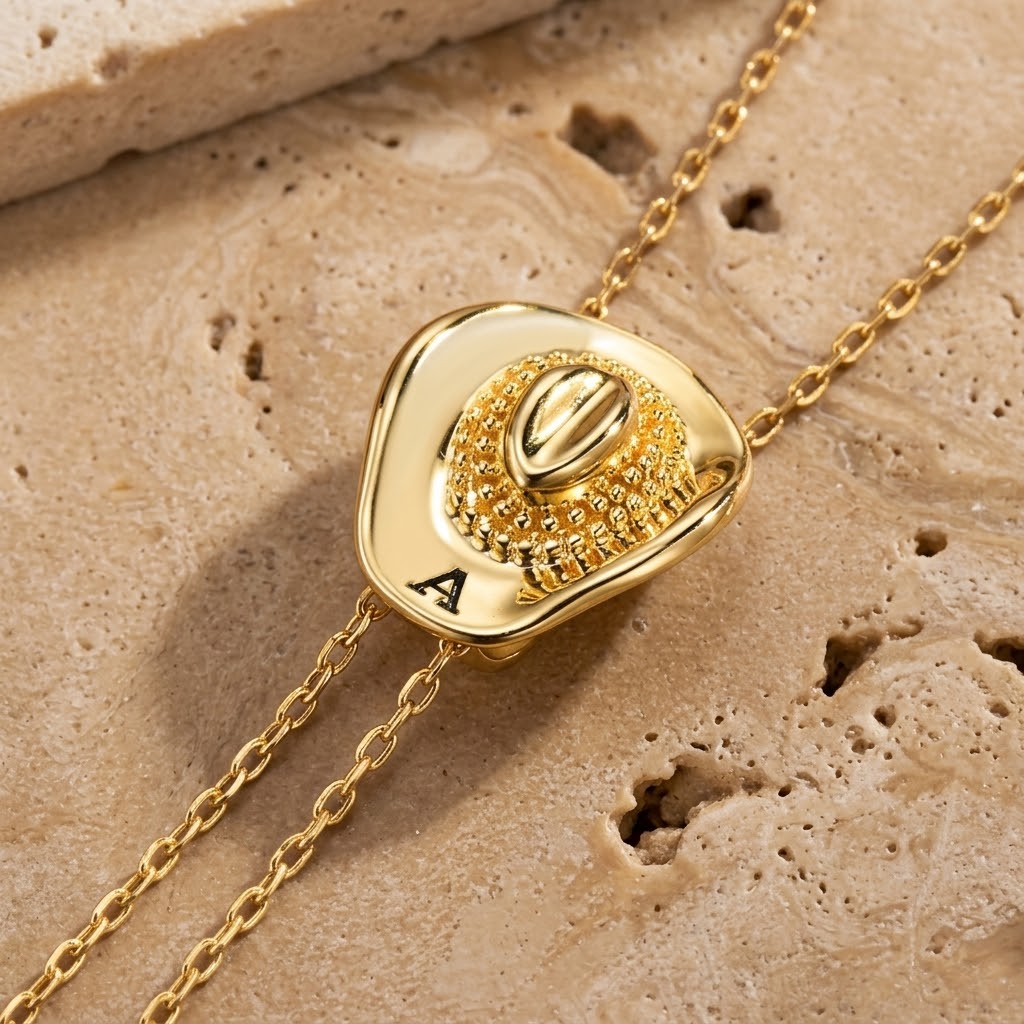 Personalized Cowgirl Hat Necklace with Initial