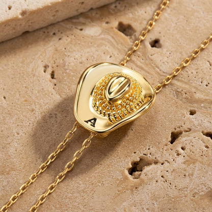 Personalized Cowgirl Hat Necklace with Initial